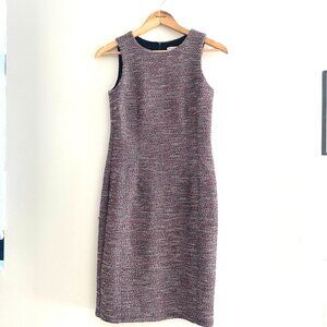 NWT Women's Loft Bouclé Fabric Sleeveless Dress in Red/Black/White Size 0